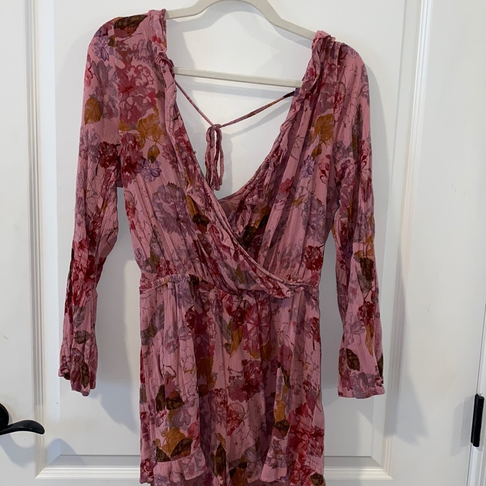 Pink floral romper